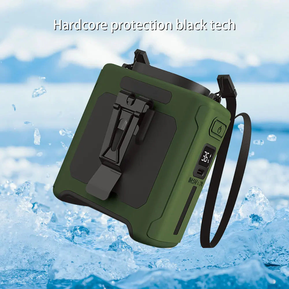 Wearable Waist Fan with Light – 10,000mAh Rechargeable Battery, 5 Speeds, Up to 40 Hours Runtime for Outdoor Jobs & Camping