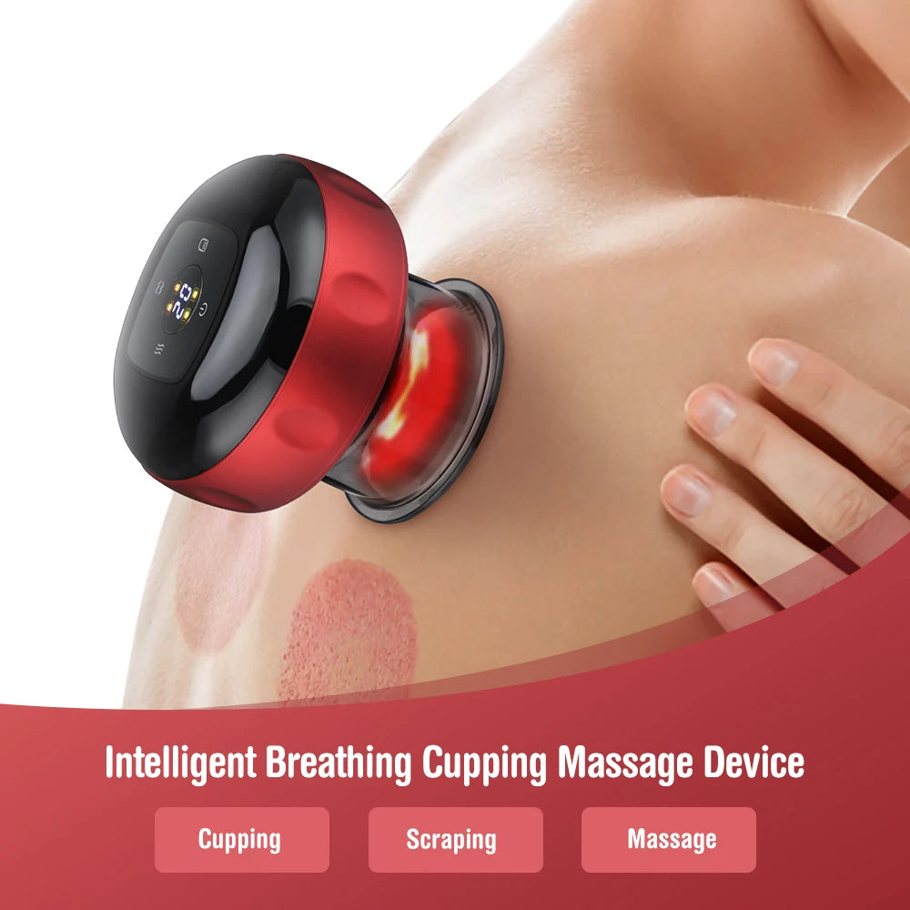 3-in-1 Electric Cupping Massager – Vacuum Suction, Heating & Scraping Therapy for Neck, Back, Arms & Body